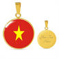 Vietnam Flag Necklace Circle Pendant Stainless Steel or 18k Gold 18-22"-Express Your Love Gifts