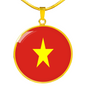 Vietnam Flag Necklace Circle Pendant Stainless Steel or 18k Gold 18-22"-Express Your Love Gifts