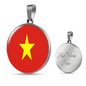 Vietnam Flag Necklace Circle Pendant Stainless Steel or 18k Gold 18-22"-Express Your Love Gifts