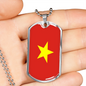Vietnam Flag Necklace Stainless Steel or 18k Gold Dog Tag 24" Chain-Express Your Love Gifts