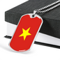 Vietnam Flag Necklace Stainless Steel or 18k Gold Dog Tag 24" Chain-Express Your Love Gifts