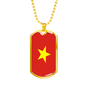 Vietnam Flag Necklace Stainless Steel or 18k Gold Dog Tag 24" Chain-Express Your Love Gifts