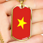 Vietnam Flag Necklace Stainless Steel or 18k Gold Dog Tag 24" Chain-Express Your Love Gifts