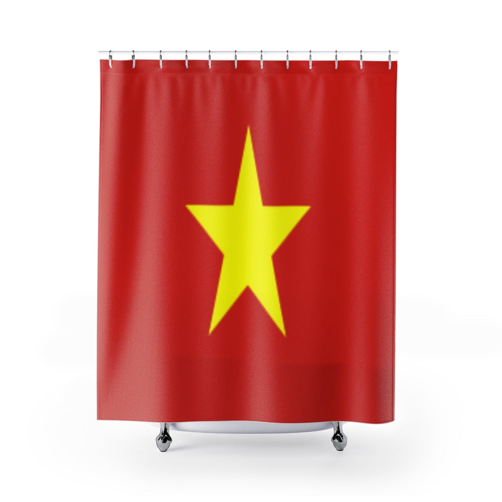 Vietnam Flag Stylish Design 71" x 74" Elegant Waterproof Shower Curtain for a Spa-like Bathroom Paradise Exceptional Craftsmanship-Express Your Love Gifts