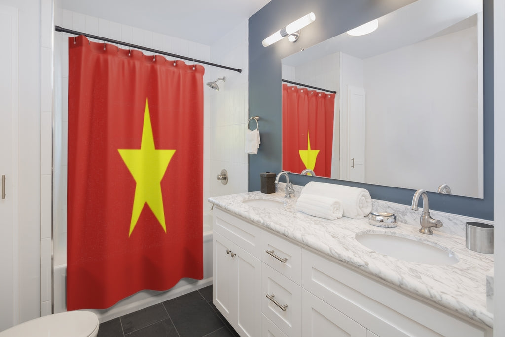 Vietnam Flag Stylish Design 71" x 74" Elegant Waterproof Shower Curtain for a Spa-like Bathroom Paradise Exceptional Craftsmanship-Express Your Love Gifts