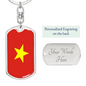 Vietnam Flag Swivel Keychain Dog Tag Stainless Steel or 18k Gold-Express Your Love Gifts