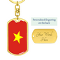 Vietnam Flag Swivel Keychain Dog Tag Stainless Steel or 18k Gold-Express Your Love Gifts