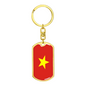 Vietnam Flag Swivel Keychain Dog Tag Stainless Steel or 18k Gold-Express Your Love Gifts