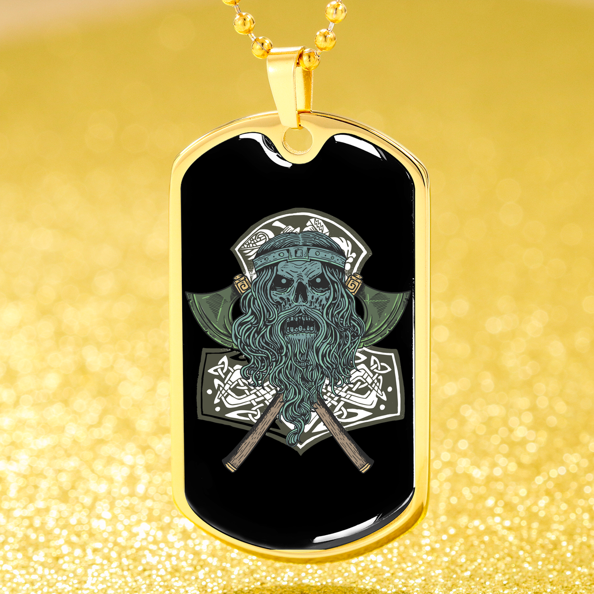Viking Skull Soldier Necklace Stainless Steel or 18k Gold Dog Tag 24" Chain-Express Your Love Gifts