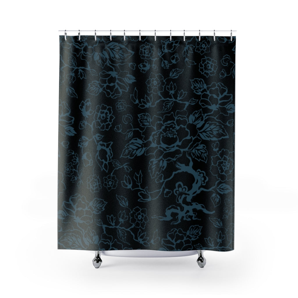 VIntage Black Flower Stylish Design 71" x 74" Elegant Waterproof Shower Curtain for a Spa-like Bathroom Paradise Exceptional Craftsmanship-Express Your Love Gifts