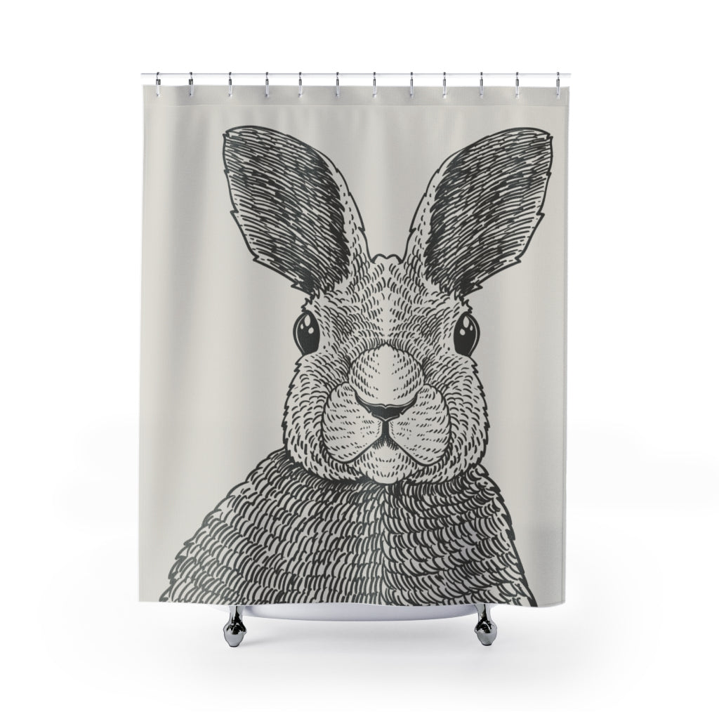 Vintage Rabbit Illustration Stylish Design 71" x 74" Elegant Waterproof Shower Curtain for a Spa-like Bathroom Paradise Exceptional Craftsmanship-Express Your Love Gifts