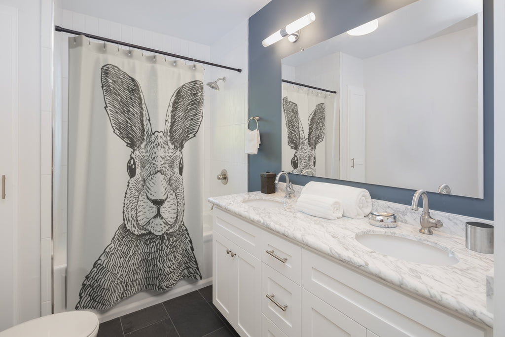 Vintage Rabbit Illustration Stylish Design 71" x 74" Elegant Waterproof Shower Curtain for a Spa-like Bathroom Paradise Exceptional Craftsmanship-Express Your Love Gifts