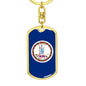 Virginia State Flag Keychain Dog Tag Stainless Steel or 18k Gold-Express Your Love Gifts