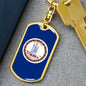 Virginia State Flag Keychain Dog Tag Stainless Steel or 18k Gold-Express Your Love Gifts