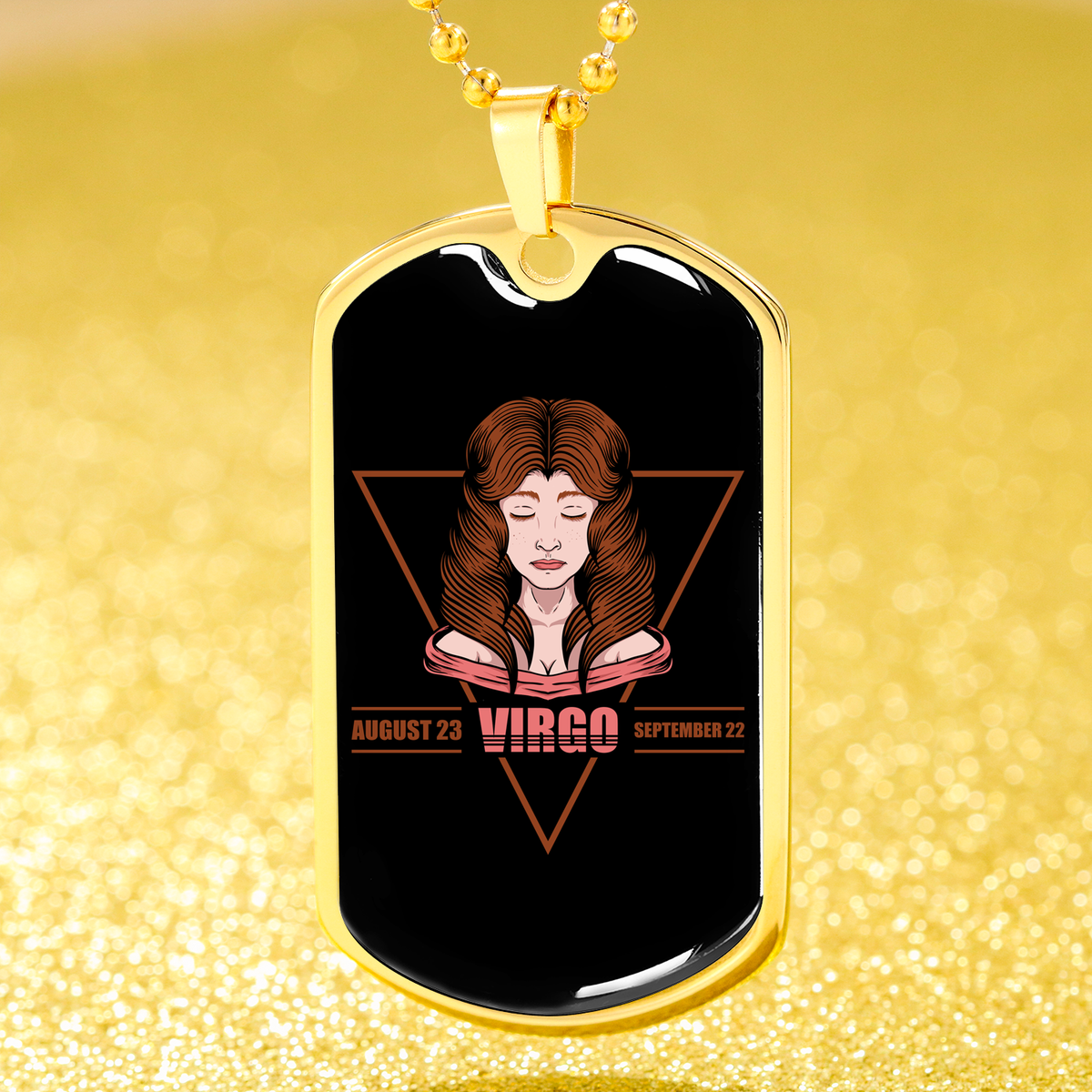 Virgo Dog Tag Astrology Zodiac Sign Stainless Steel or 18k Gold 24" Chain-Express Your Love Gifts