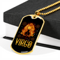 Virgo Golden Lady Zodiac Necklace Stainless Steel or 18k Gold Dog Tag 24" Chain-Express Your Love Gifts