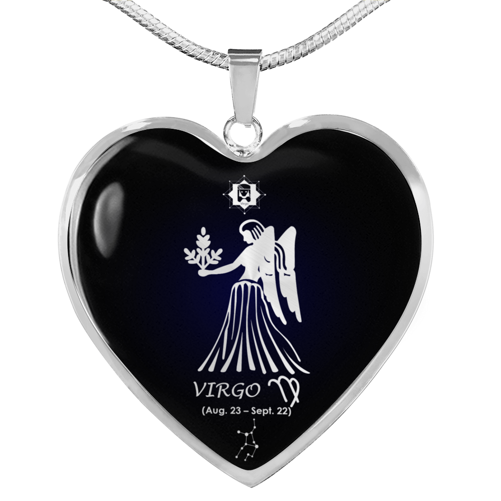 Virgo Horoscope Zodiac Necklace Stainless Steel or 18k Gold Heart 18-22"-Express Your Love Gifts