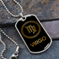 Virgo Zodiac Necklace Stainless Steel or 18k Gold Dog Tag 24" Chain-Express Your Love Gifts