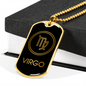 Virgo Zodiac Necklace Stainless Steel or 18k Gold Dog Tag 24" Chain-Express Your Love Gifts