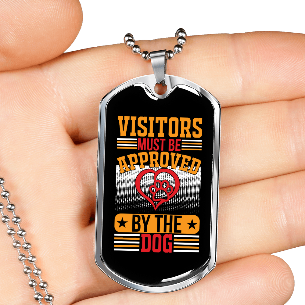 Visitors Approved Necklace Stainless Steel or 18k Gold Dog Tag 24" Chain-Express Your Love Gifts