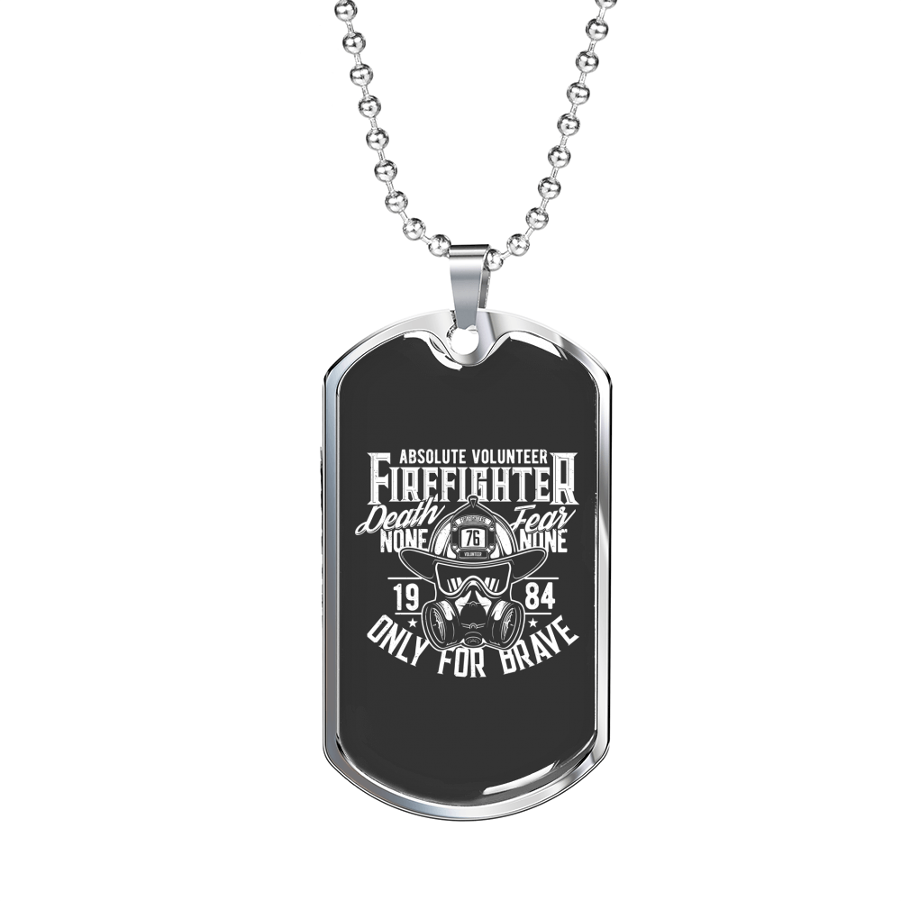 Volunteer Firefighter White Gift Stainless Steel or 18k Gold Dog Tag 24" Chain-Express Your Love Gifts