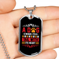 Wags Tail With Heart Necklace Stainless Steel or 18k Gold Dog Tag 24" Chain-Express Your Love Gifts