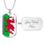 Wales Flag Necklace Stainless Steel or 18k Gold Dog Tag 24" Chain-Express Your Love Gifts