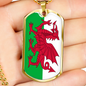 Wales Flag Necklace Stainless Steel or 18k Gold Dog Tag 24" Chain-Express Your Love Gifts