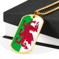 Wales Flag Necklace Stainless Steel or 18k Gold Dog Tag 24" Chain-Express Your Love Gifts