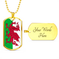 Wales Flag Necklace Stainless Steel or 18k Gold Dog Tag 24" Chain-Express Your Love Gifts
