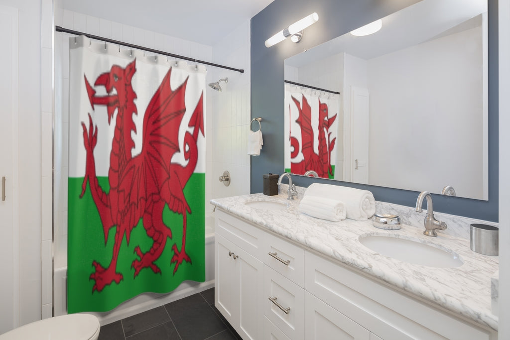 Wales Flag Stylish Design 71" x 74" Elegant Waterproof Shower Curtain for a Spa-like Bathroom Paradise Exceptional Craftsmanship-Express Your Love Gifts