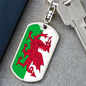 Wales Flag Swivel Keychain Dog Tag Stainless Steel or 18k Gold-Express Your Love Gifts