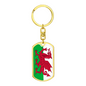 Wales Flag Swivel Keychain Dog Tag Stainless Steel or 18k Gold-Express Your Love Gifts