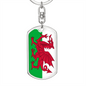 Wales Flag Swivel Keychain Dog Tag Stainless Steel or 18k Gold-Express Your Love Gifts