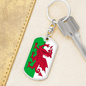 Wales Flag Swivel Keychain Dog Tag Stainless Steel or 18k Gold-Express Your Love Gifts