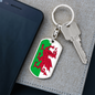 Wales Flag Swivel Keychain Dog Tag Stainless Steel or 18k Gold-Express Your Love Gifts