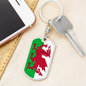 Wales Flag Swivel Keychain Dog Tag Stainless Steel or 18k Gold-Express Your Love Gifts