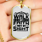 Walk In Faith Christian Necklace Stainless Steel or 18k Gold Dog Tag 24" Chain-Express Your Love Gifts