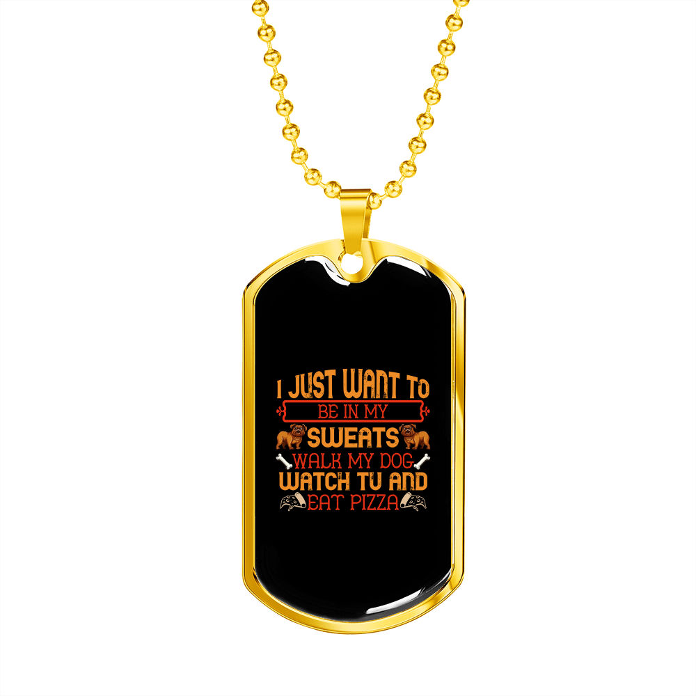 Walk My Dog Yellow Necklace Stainless Steel or 18k Gold Dog Tag 24" Chain-Express Your Love Gifts
