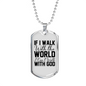 Walk With God Christian Necklace Stainless Steel or 18k Gold Dog Tag 24" Chain-Express Your Love Gifts