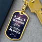 Wander Often Wonder Always Keychain Stainless Steel or 18k Gold Dog Tag Keyring-Express Your Love Gifts