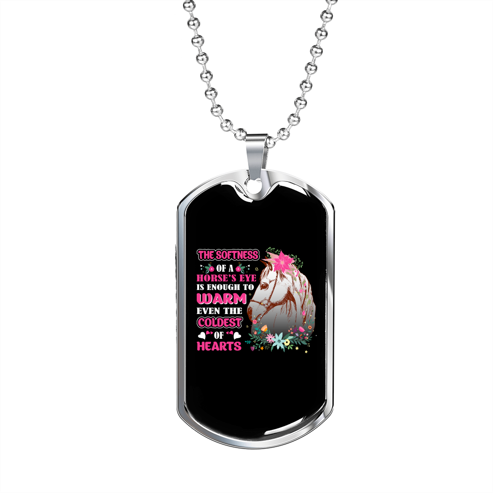 Warm Hearts Horse Necklace Stainless Steel or 18k Gold Dog Tag 24" Chain-Express Your Love Gifts
