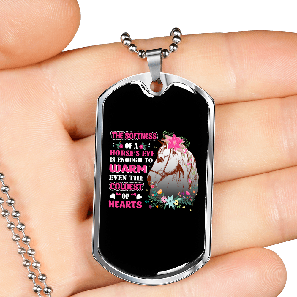 Warm Hearts Horse Necklace Stainless Steel or 18k Gold Dog Tag 24" Chain-Express Your Love Gifts