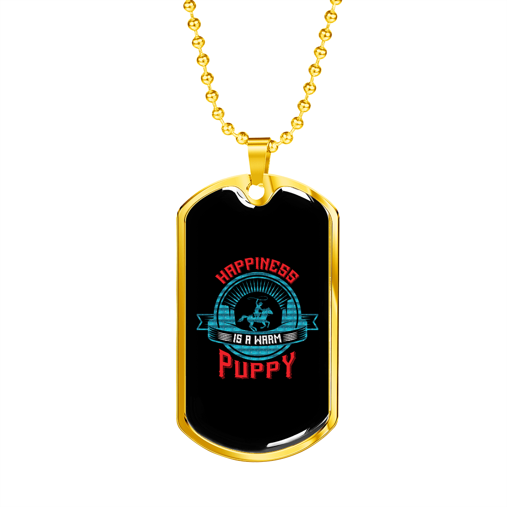 Warm Puppy Circle Necklace Stainless Steel or 18k Gold Dog Tag 24" Chain-Express Your Love Gifts