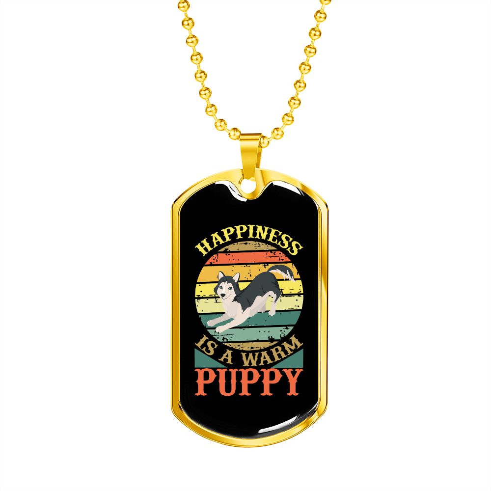 Warm Puppy Siberian Necklace Stainless Steel or 18k Gold Dog Tag 24" Chain-Express Your Love Gifts