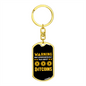 Warning Bitcoins Crypto Keychain Stainless Steel or 18k Gold Dog Tag Keyring-Express Your Love Gifts