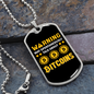 Warning Bitcoins Crypto Necklace Stainless Steel or 18k Gold Dog Tag 24" Chain-Express Your Love Gifts