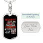 Warning! Trucker Not Play Swivel Keychain Dog Tag Stainless Steel or 18k Gold-Express Your Love Gifts