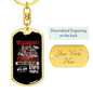 Warning! Trucker Not Play Swivel Keychain Dog Tag Stainless Steel or 18k Gold-Express Your Love Gifts