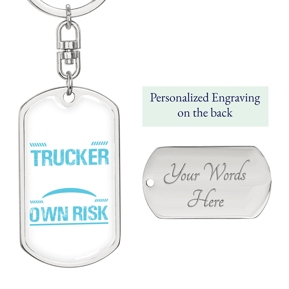 Warning Unmedicated Banker Swivel Keychain Dog Tag Stainless Steel or 18k Gold-Express Your Love Gifts